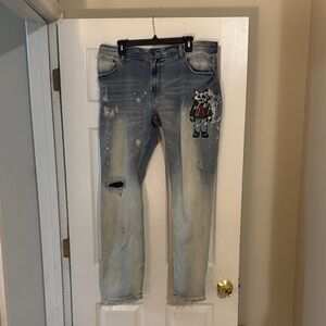 Akoo Light Blue Slim Jeans with Bear Design